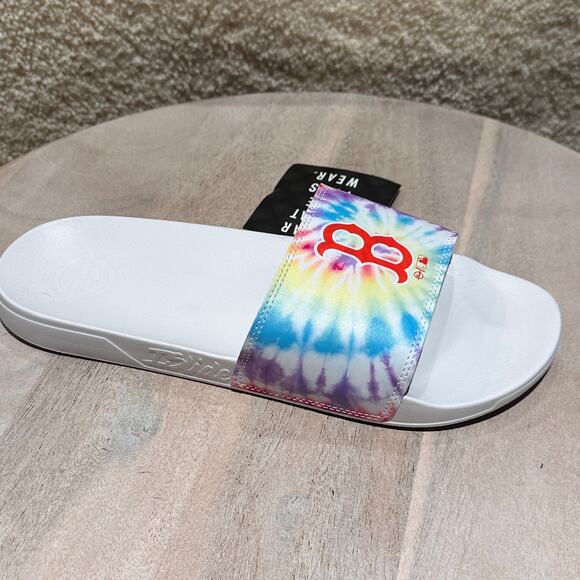 Boston Red Sox ISlide Team Rainbow Tie-Dye Motto Slide Sandals Size 11 12 New - Picture 9 of 13